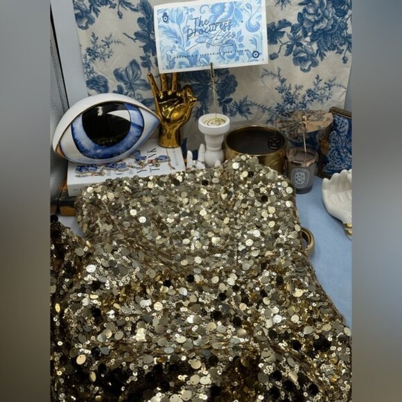 🆕 BRONX & BANCO 🧿 NWOT Farah Strapless Sequins Gown, Gold, Sz M US 6 - Picture 13 of 16